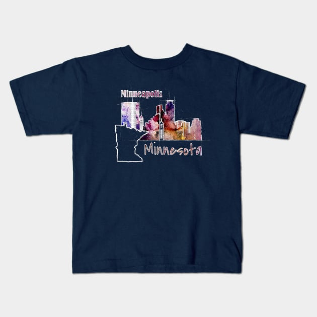 Minneapolis, Minnesota Kids T-Shirt by DimDom